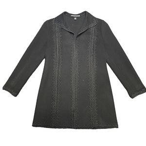 Linda Allard Ellen Tracy Wool Coat Embroidery Size 8 Black